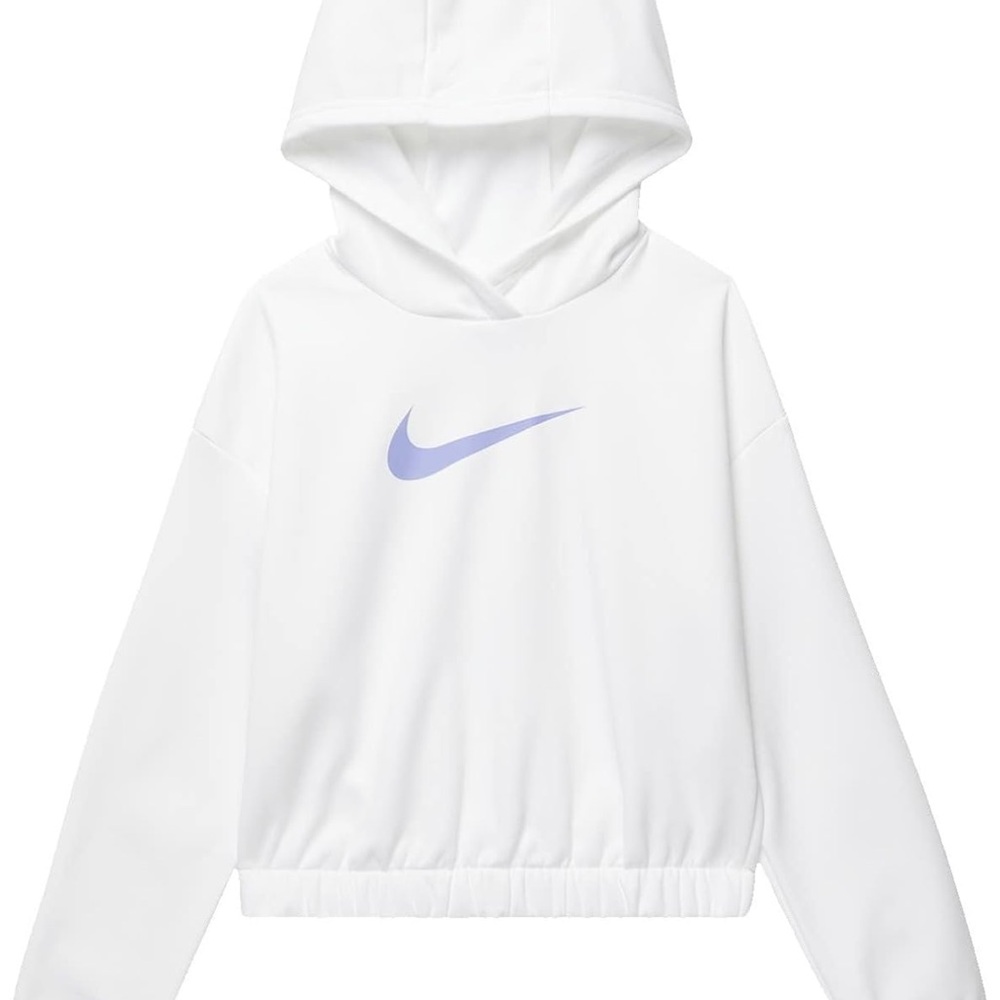 Nike Kids White Hoodie with Lavender Swoosh